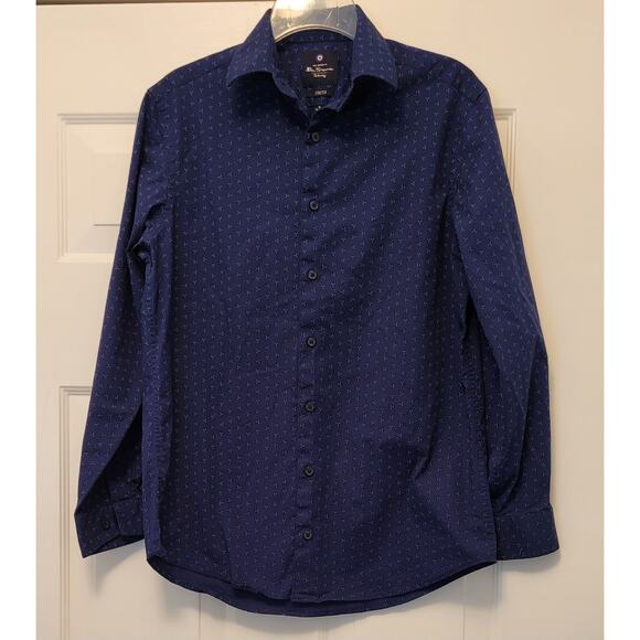 Mens Ben Sherman Tailored Dress Shirt 15-15 1/2 32 33 Slim Blue Button Up Cotton - Picture 1 of 11